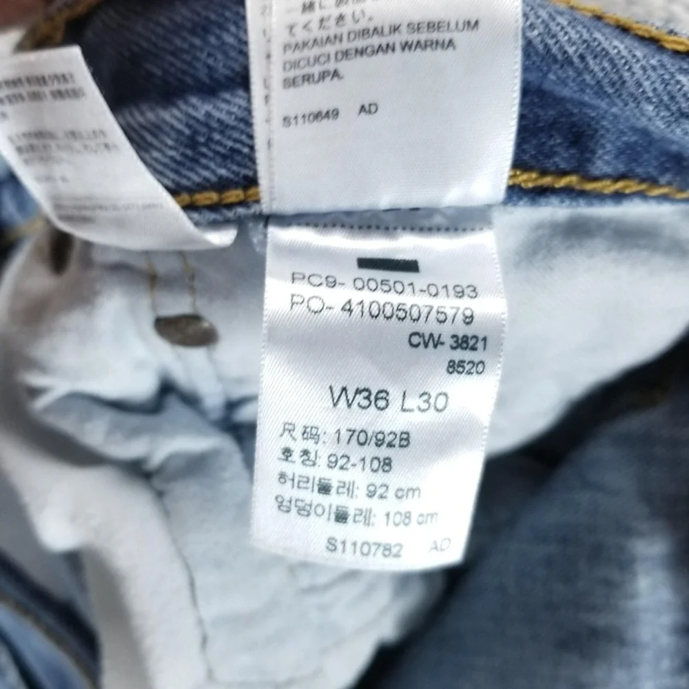 Levis 501 Jeans Mens 36x30 Blue Straight Button Fly Medium Wash Faded‎